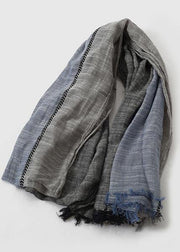 winter black blue gray patchwork color scarf cotton linen women vintage scarves - bagstylebliss