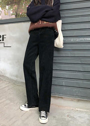 winter black wild trousers corduroy casual wide leg pants - bagstylebliss