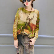 winter casual animal print stylish sweater oversize women batwing sleeve knit tops