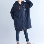 winter casual cotton cardigans oversize navy fashion hooded coats back cartoon prints