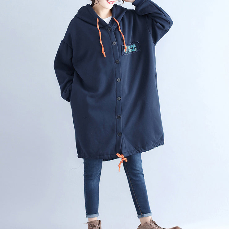 winter casual cotton cardigans oversize navy fashion hooded coats back cartoon prints