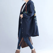 winter casual cotton cardigans oversize navy fashion hooded coats back cartoon prints