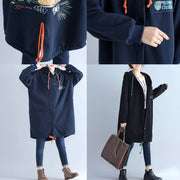 winter casual cotton cardigans oversize navy fashion hooded coats back cartoon prints