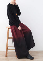 winter red new literary retro drawstring  loose wide leg skirt pants - bagstylebliss