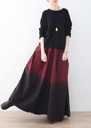 winter red new literary retro drawstring  loose wide leg skirt pants - bagstylebliss