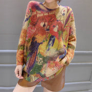 winter vintage woolen knit tops oversize casual women wild cozy sweater