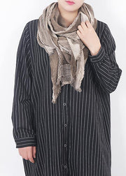 winter wild women patchwork shawl dark khaki grid stitching scarf - bagstylebliss