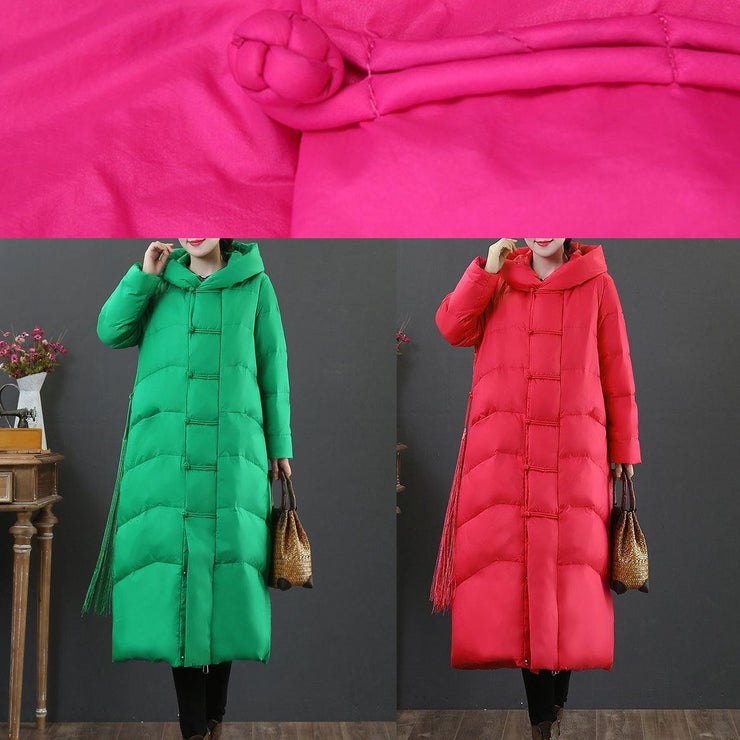 women Loose fitting snow jackets winter outwear black hooded zippered duck down coat - bagstylebliss