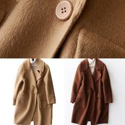 women Loose fitting winter jackets big pockets women coats beige wool coat - bagstylebliss