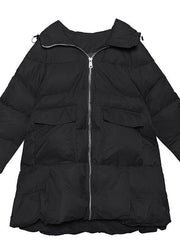 women black Parkas for women oversized snow jackets big pockets hooded winter coats - bagstylebliss