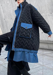 women black outwear plus size snow jackets lapel zippered winter outwear - bagstylebliss