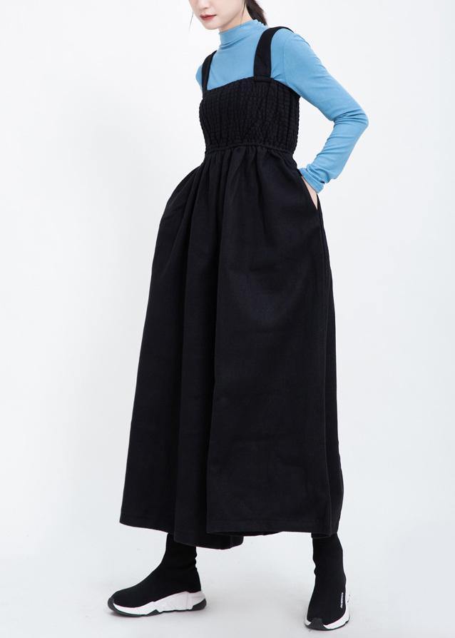 women black Cinched wool blended pants loose casual women jumpsuit pants - bagstylebliss