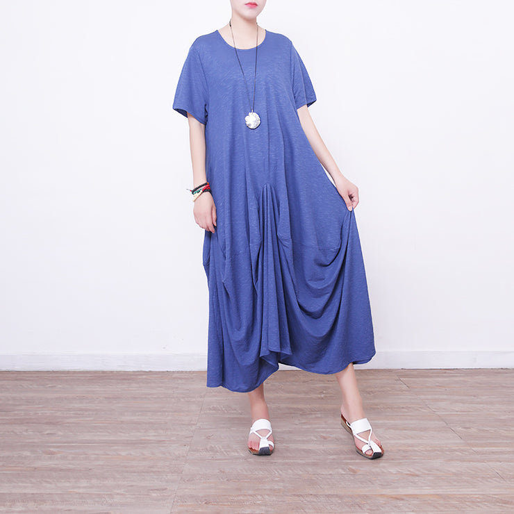 women blue linen maxi dress oversize o neck linen maxi dress 2018 asymmetric kaftans