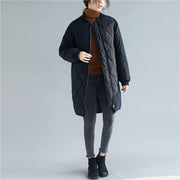 women casual down coats black stand collar zippered overcoat - bagstylebliss