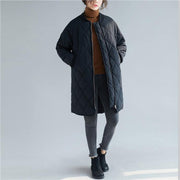 women casual down coats black stand collar zippered overcoat - bagstylebliss