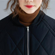 women casual down coats black stand collar zippered overcoat - bagstylebliss