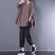 women cotton blended blouse plus size Casual Round Neck Long Sleeve Spring Loose Shirt