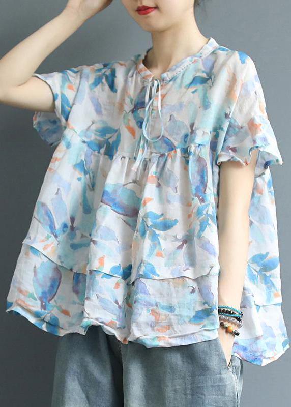 women cotton tunic top boutique Printed Casual Summer Lacing Breathable T-Shirt - bagstylebliss