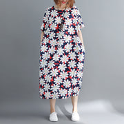 Damen-Blumenchiffonkleider übergroßes Chiffon-Maxikleid mit O-Ausschnitt Boutique Baggy-Kleider Kaftane