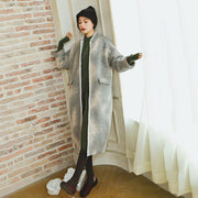 women gray coats plus size patchwork Wool Coat Fashion long sleeve coat