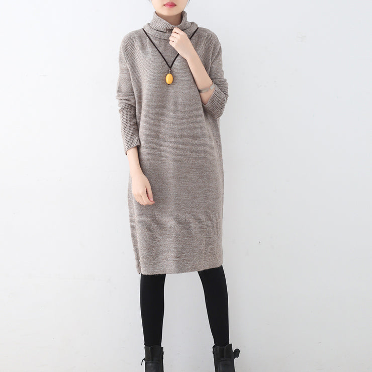 women khaki sweater dress fall fashion high neck fall dresses vintage hollow out fall dresses