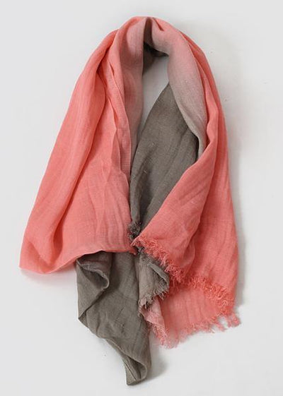 women new khaki pink double color Gradient scarf vintage warm scarves - bagstylebliss