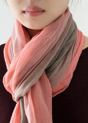 women new khaki pink double color Gradient scarf vintage warm scarves - bagstylebliss