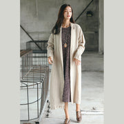 women nude long coat oversize Notched trench coat women side open baggy Coat