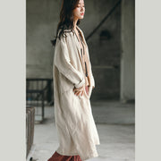 women nude long coat oversize Notched trench coat women side open baggy Coat