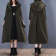 women oversize coats fall green side open hooded coats - bagstylebliss