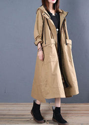 women oversize long winter coat fall khaki hooded low high design jackets - bagstylebliss