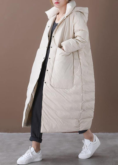women oversize winter coats beige hooded pockets warm winter coat - bagstylebliss