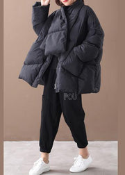 women oversized winter jacket winter coats black Button Down down coat - bagstylebliss