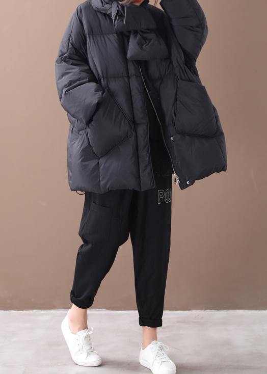 women oversized winter jacket winter coats black Button Down down coat - bagstylebliss