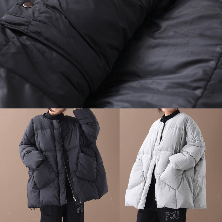 women oversized winter jacket winter coats black Button Down down coat - bagstylebliss