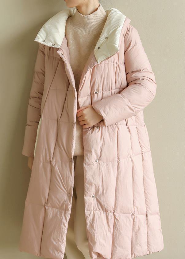 women pink warm winter coat plus size clothing patchwork womens parka stand collar fine coats - bagstylebliss