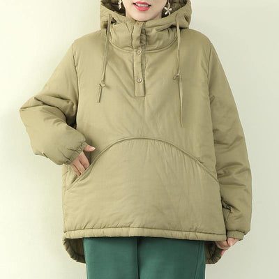 women plus size Jackets outwear light green hooded drawstring parka - bagstylebliss