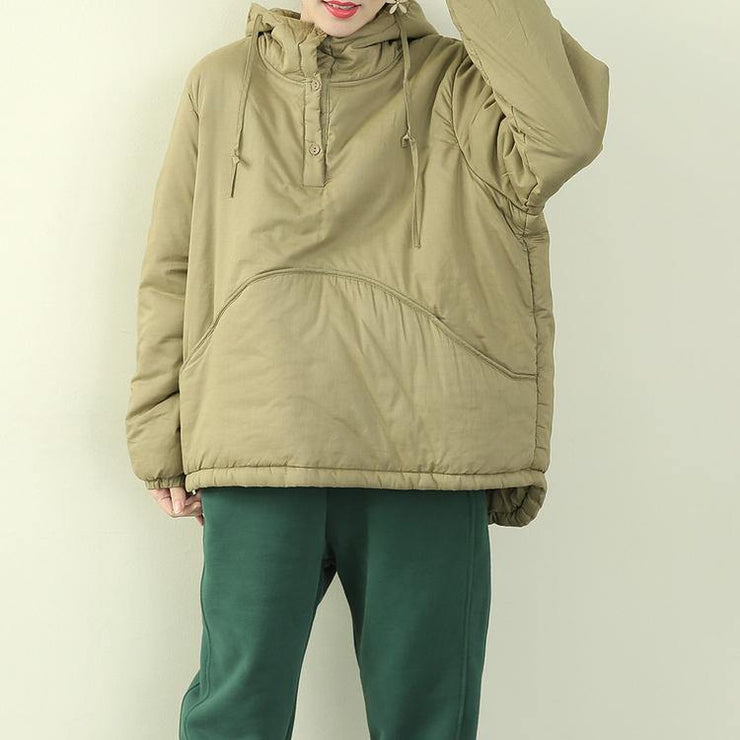 women plus size Jackets outwear light green hooded drawstring parka - bagstylebliss