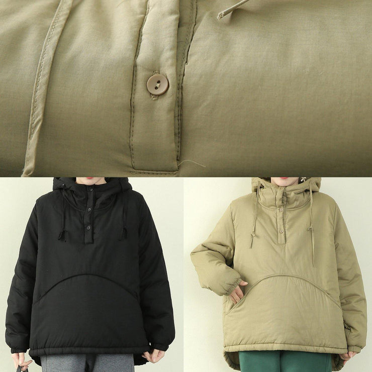 women plus size Jackets outwear light green hooded drawstring parka - bagstylebliss