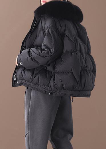 women plus size clothing down jacket winter outwear black fur collar drawstring down jacket woman - bagstylebliss