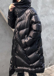 women plus size winter coats black hooded zippered womens parkas - bagstylebliss