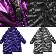 women plus size winter coats black hooded zippered womens parkas - bagstylebliss