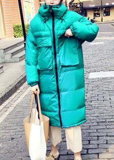 women plus size winter jacket coats green stand collar Cinched down coat winter - bagstylebliss