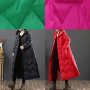 women plus size winter outwear red hooded Chinese Button duck down coat - bagstylebliss