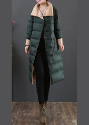 women plus size womens parka overcoat blackish green stand collar pockets duck down coat - bagstylebliss