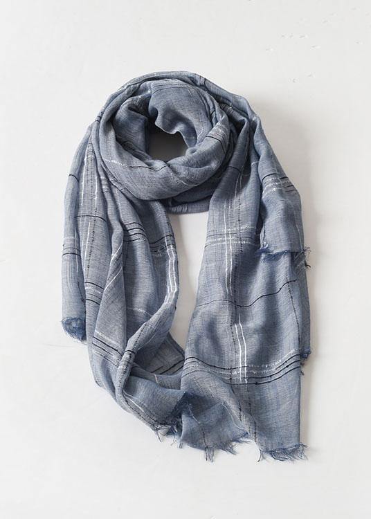 women tassel dark blue cotton linen big scarf casual vintage scarves - bagstylebliss