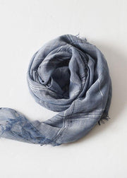 women tassel dark blue cotton linen big scarf casual vintage scarves - bagstylebliss