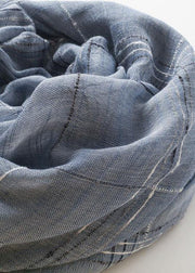 women tassel dark blue cotton linen big scarf casual vintage scarves - bagstylebliss