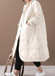 women white warm winter coat plus size winter Notched pockets outwear - bagstylebliss