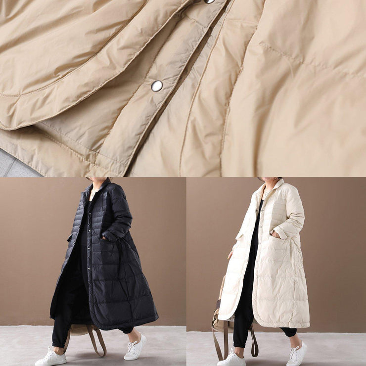 women white warm winter coat plus size winter Notched pockets outwear - bagstylebliss